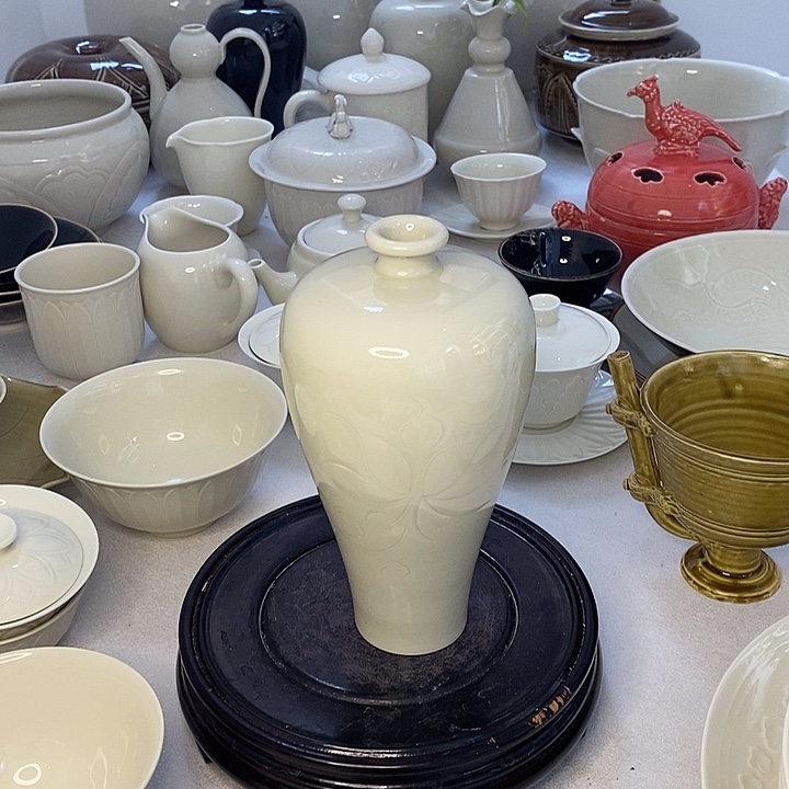 琉璃手工艺品定瓷小梅瓶高温瓷1320度