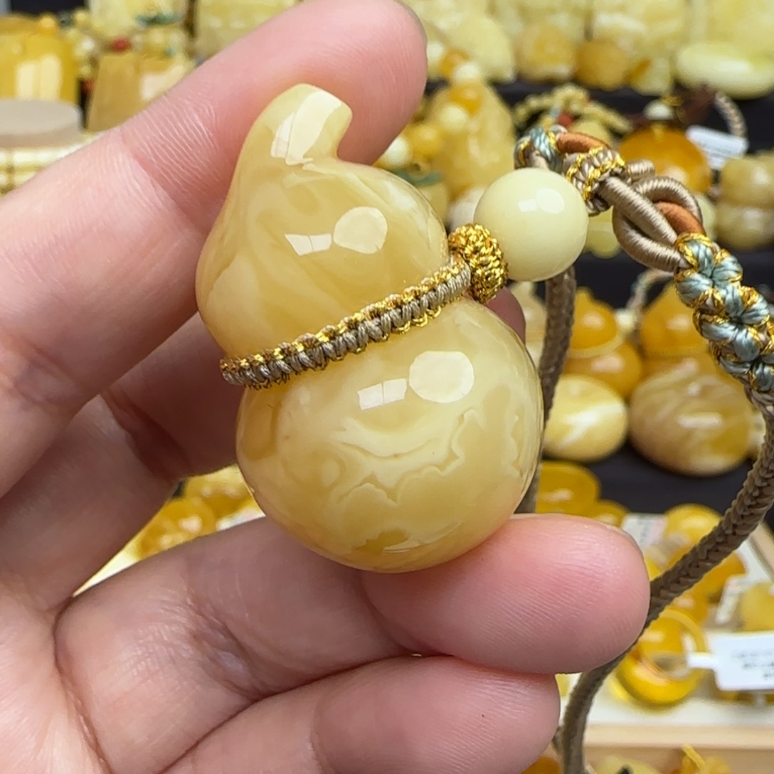 蜜蜡套链未镶嵌天然俄料浓蜡妖花蜜蜡葫芦吊坠