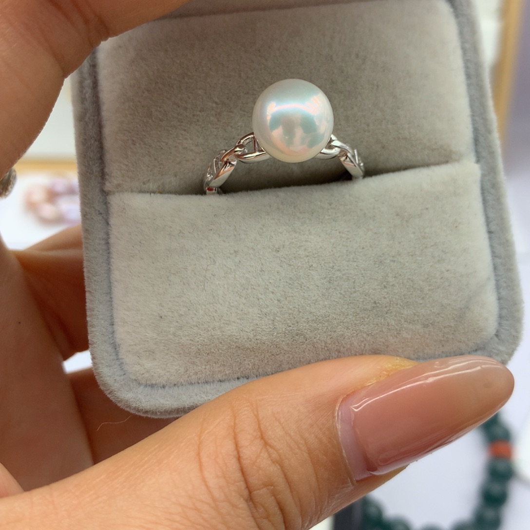 淡水珍珠银S925镶嵌戒指
