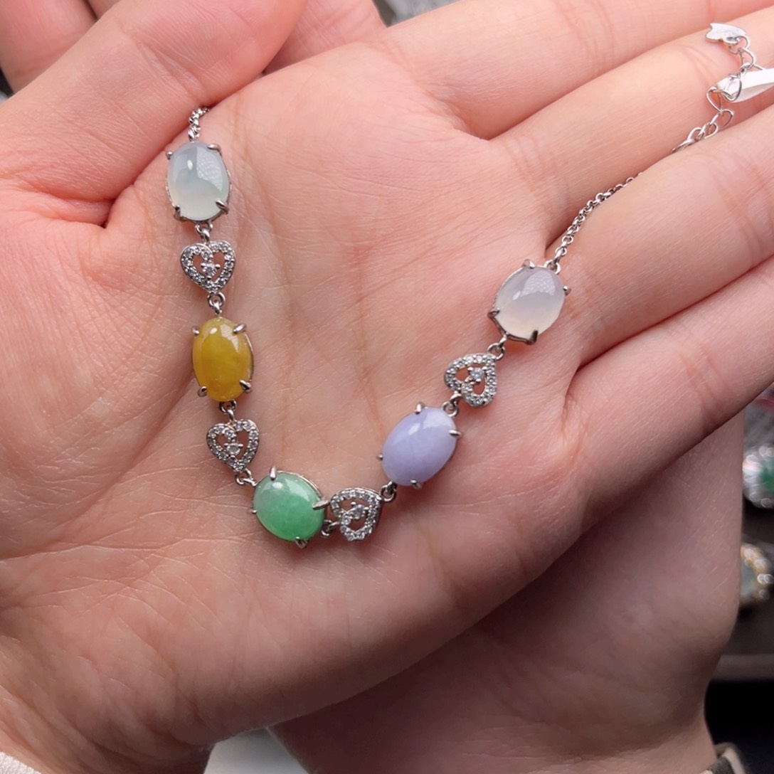 翡翠手链银S925镶嵌66588