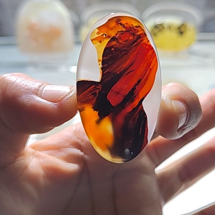 玛瑙/玉髓足铂镶嵌吊坠(不含链)78号