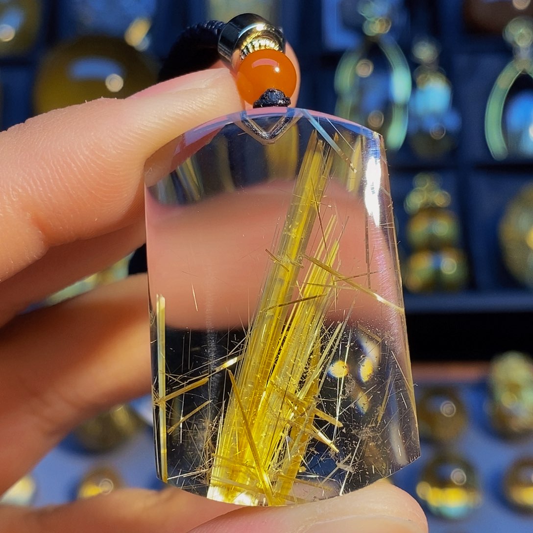 水晶颈饰未镶嵌天然钛晶无事牌吊坠