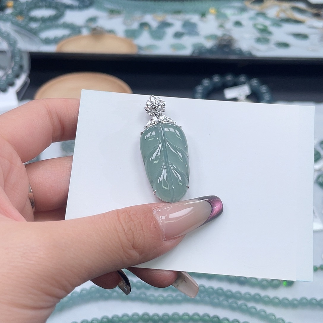 翡翠银S925镶嵌吊坠(不含链)