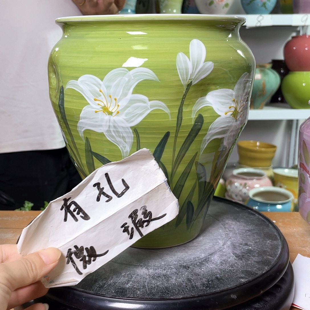 景德镇陶瓷花盆微瑕