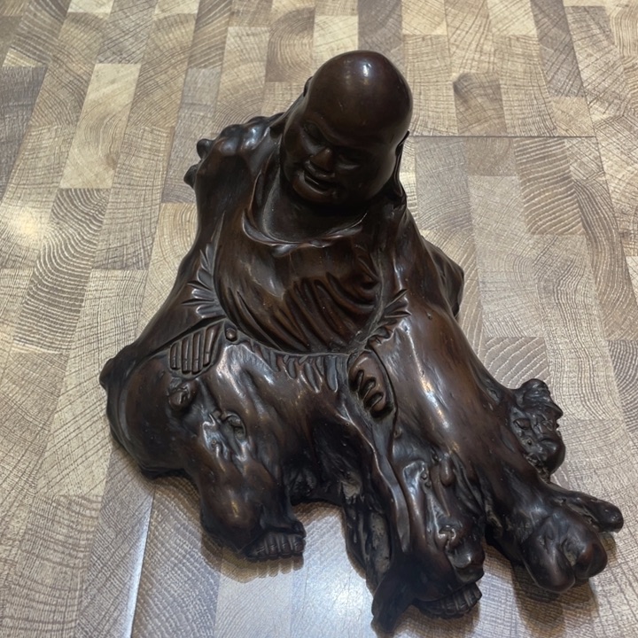 木头弥勒茶道具摆件