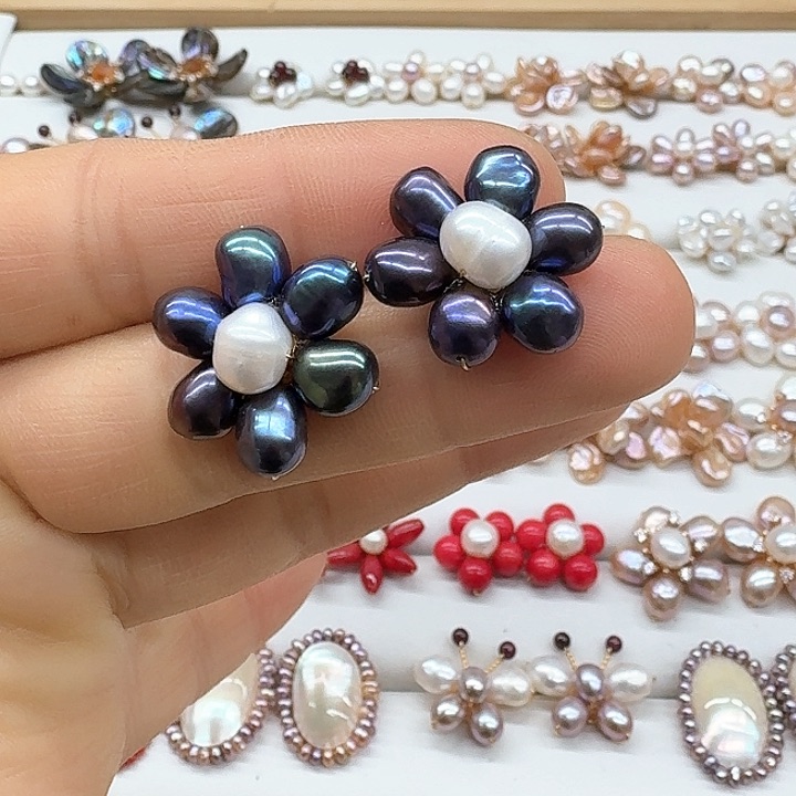 淡水珍珠耳饰银S925镶嵌