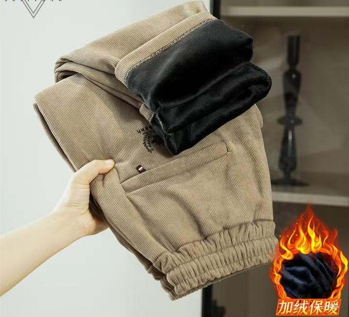 户外休闲裤卫裤保暖加绒运动男束脚裤动物印花直筒裤冬季L082