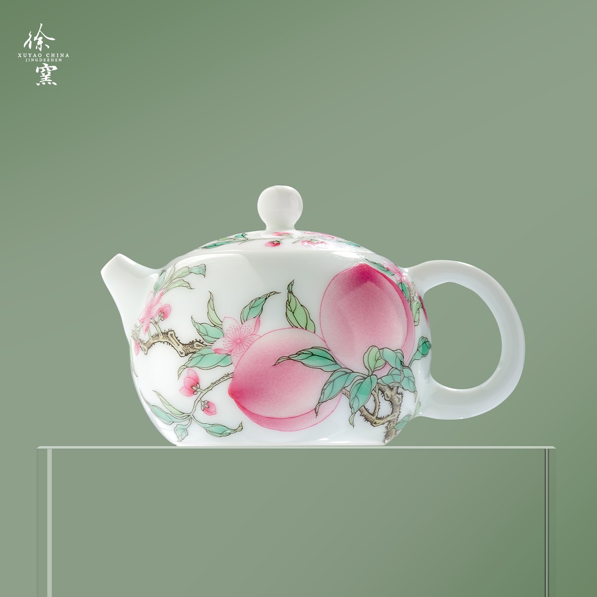 徐窑四桃西施壶 茶壶泡茶景德镇手绘粉彩个人一人饮送礼喝茶专用
