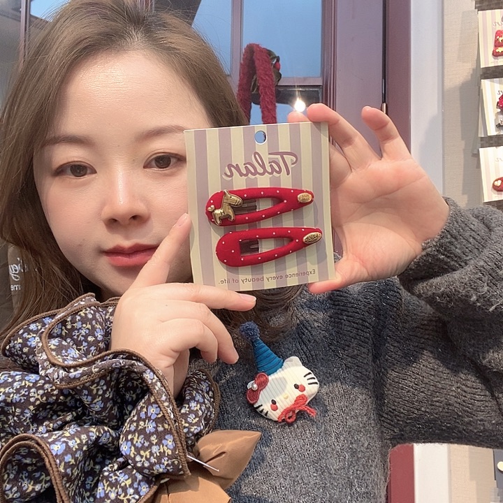 布艺铁合金红色掰掰夹对夹
