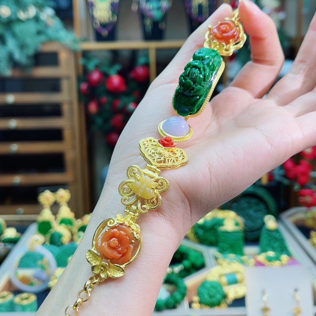 银S925镶嵌手链翡翠48小时鉴赏期1