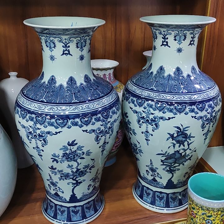 锡***瓷片景德镇陶瓷青花鱼尾瓶