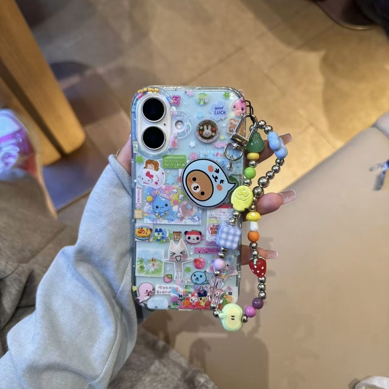 ins卡通透蓝合集插图链条适用苹果16手机壳iPhone15/14promax女13