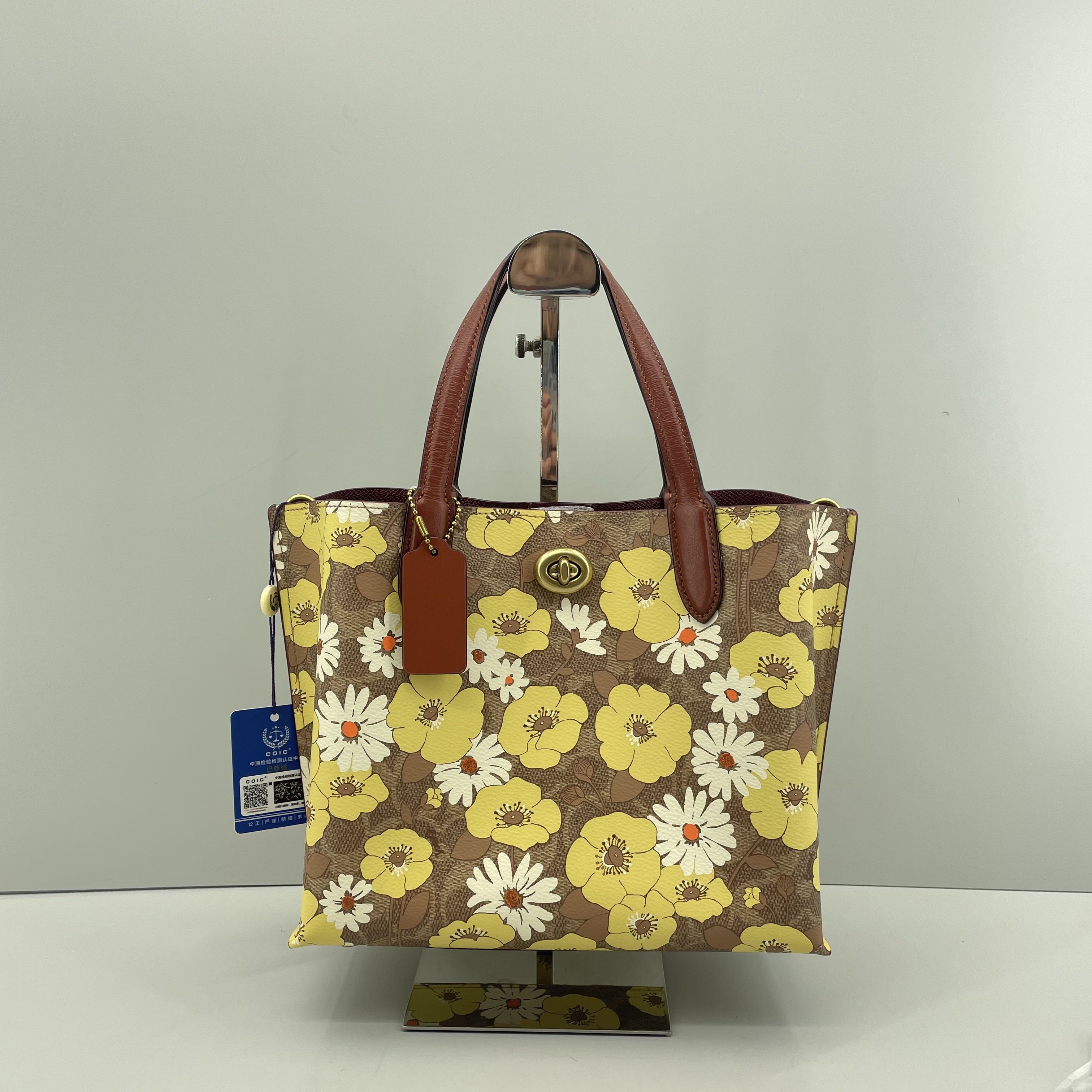 99新 COACH/蔻驰 willow花朵印花老花菜篮子24*20*11cmE021111