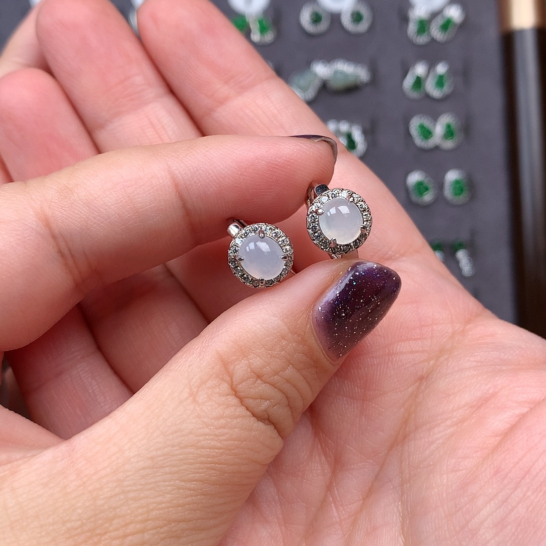 七****翡翠银S925镶嵌耳饰