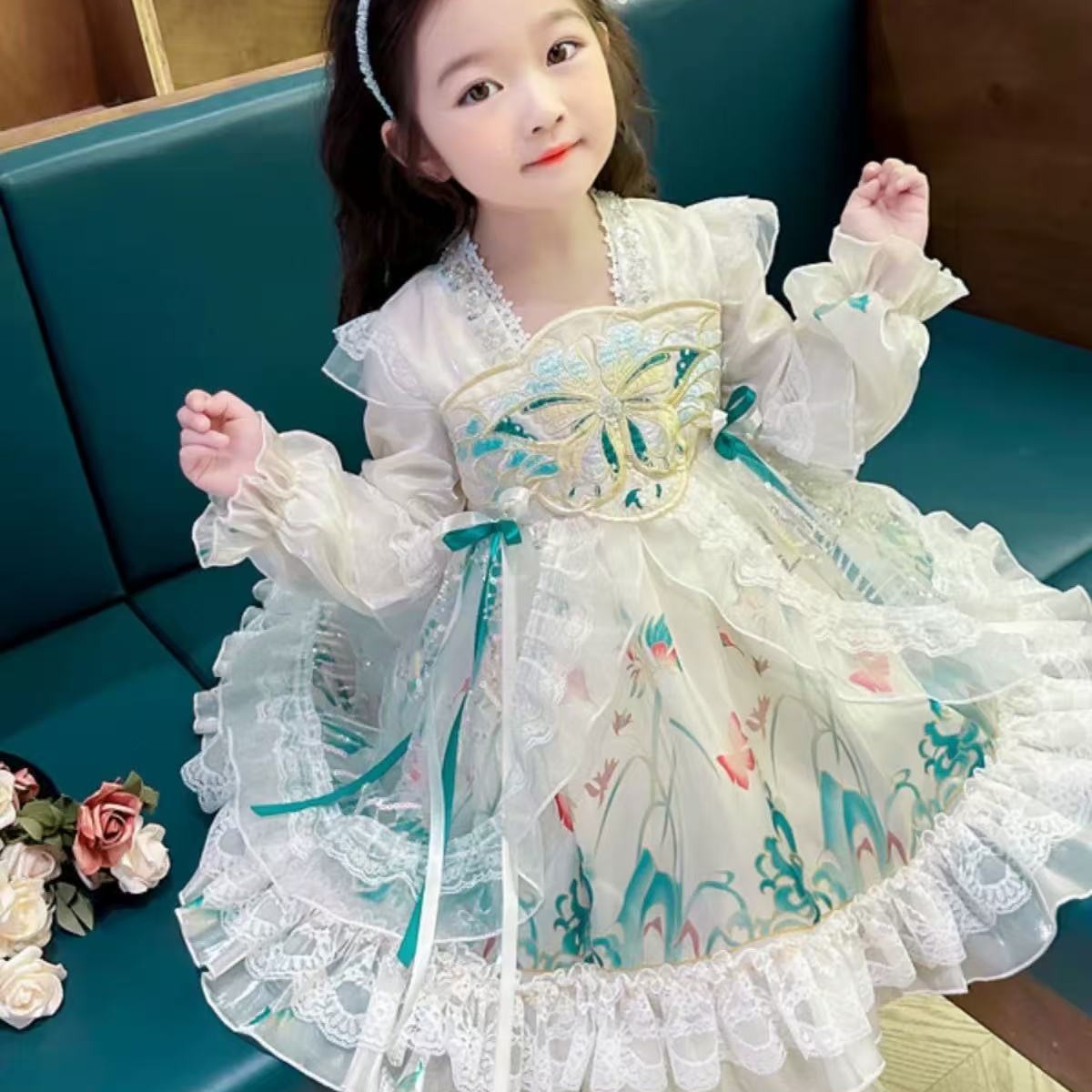 4.5.6洛丽塔公主裙春秋长袖生日礼服洋气女孩拜年服装