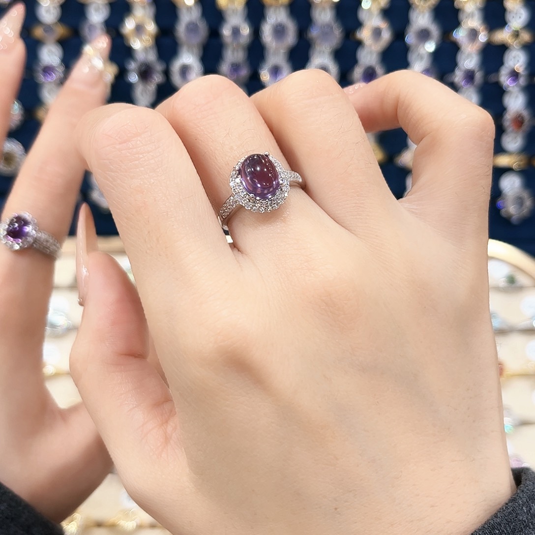 紫晶女款银S925镶嵌浩*戒指74