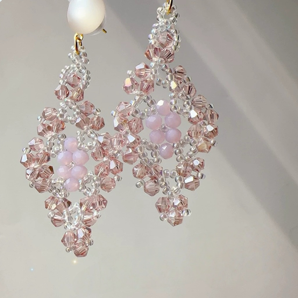 铜合金耳饰 【捕梦网】度假风打光感串珠精致耳钉耳饰E-04