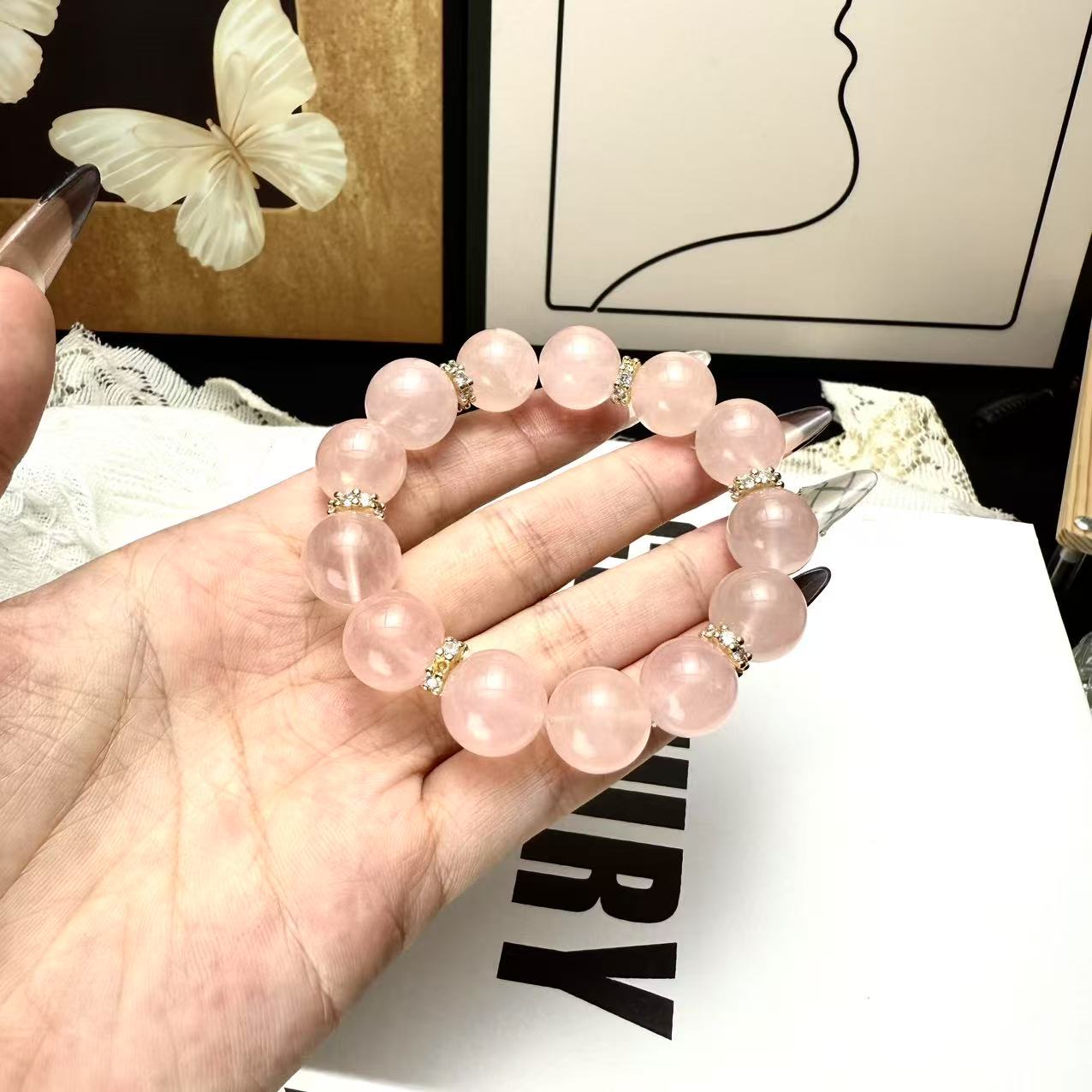 晶莹星西柚粉高端设计手串多样性发其一A135A