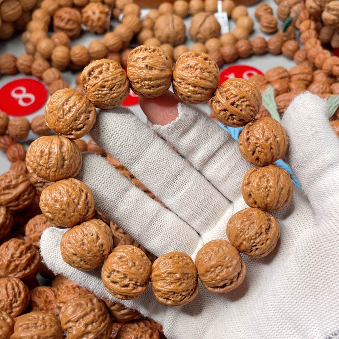 文玩核桃手串平头磨盘宽边官帽21.5mm