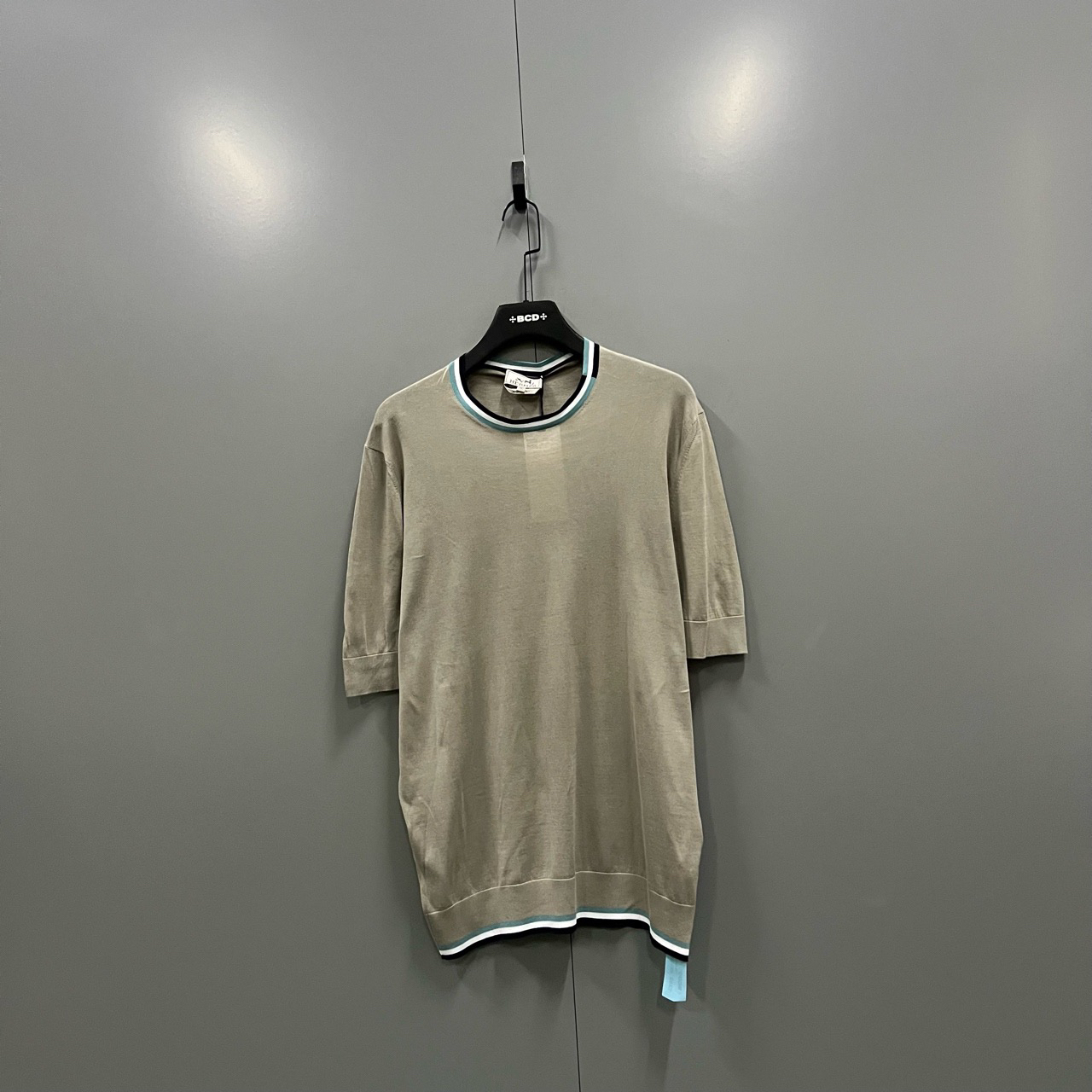 95新 Hermes/爱马仕 （ll）领口条纹短袖 XL码/95新204164