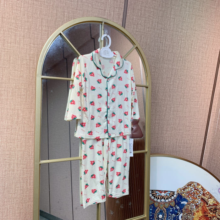 AA490  宝宝杏色长袖空调服套装   夏季