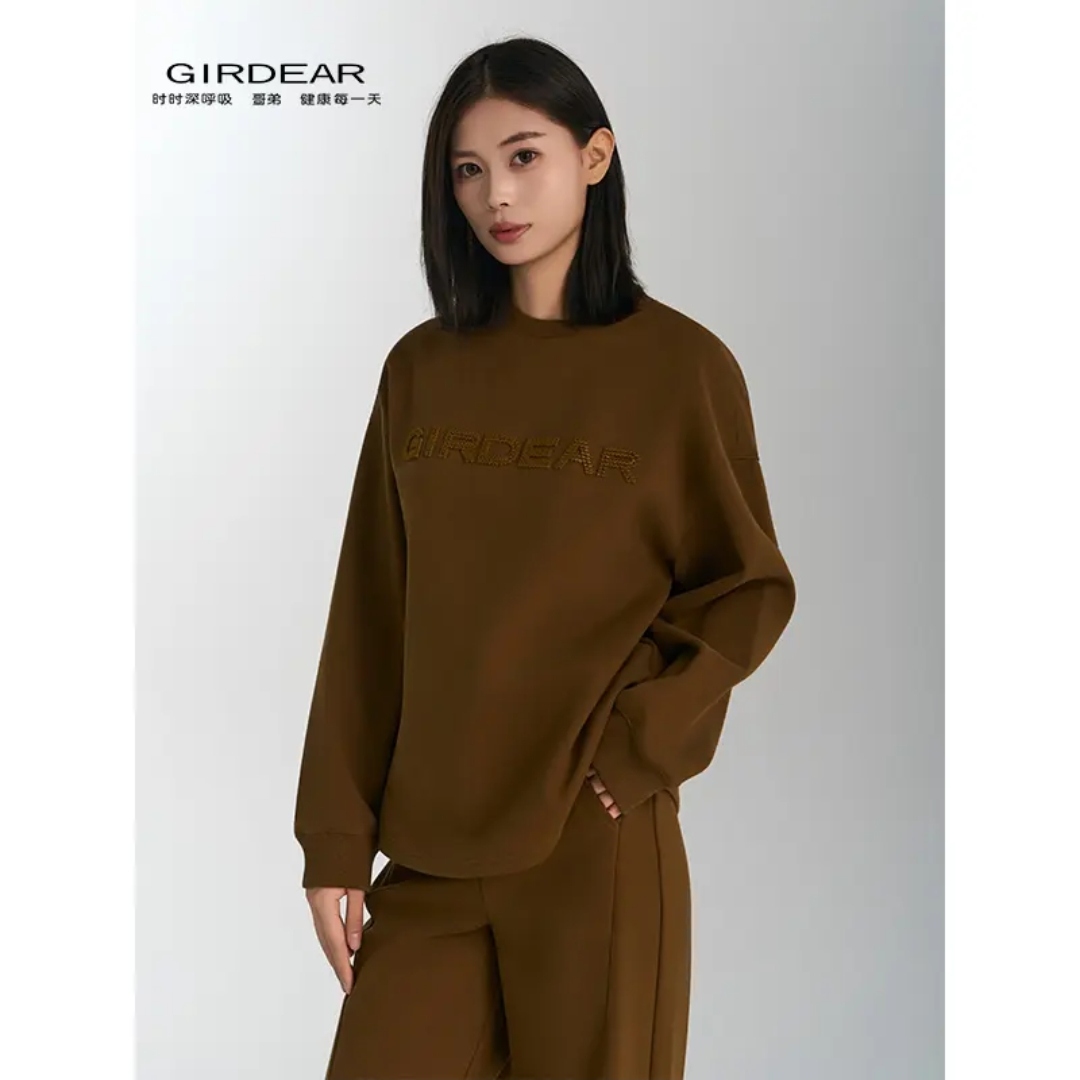 GIRDEAR/哥弟秋冬新款简约长袖爆款套头厚款宽松卫衣1301059