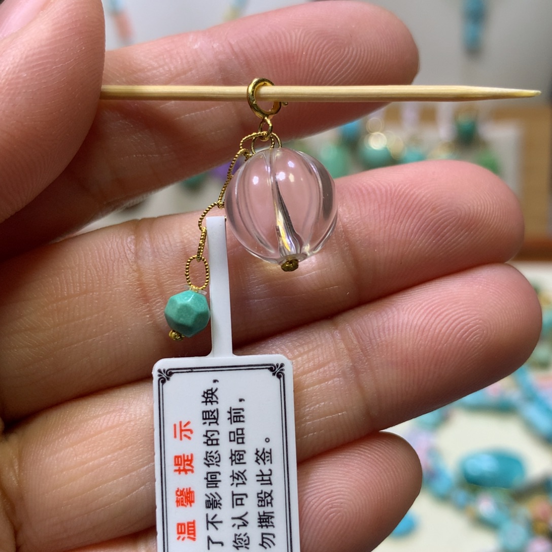 水晶18K金镶嵌吊坠(不含链)挂件