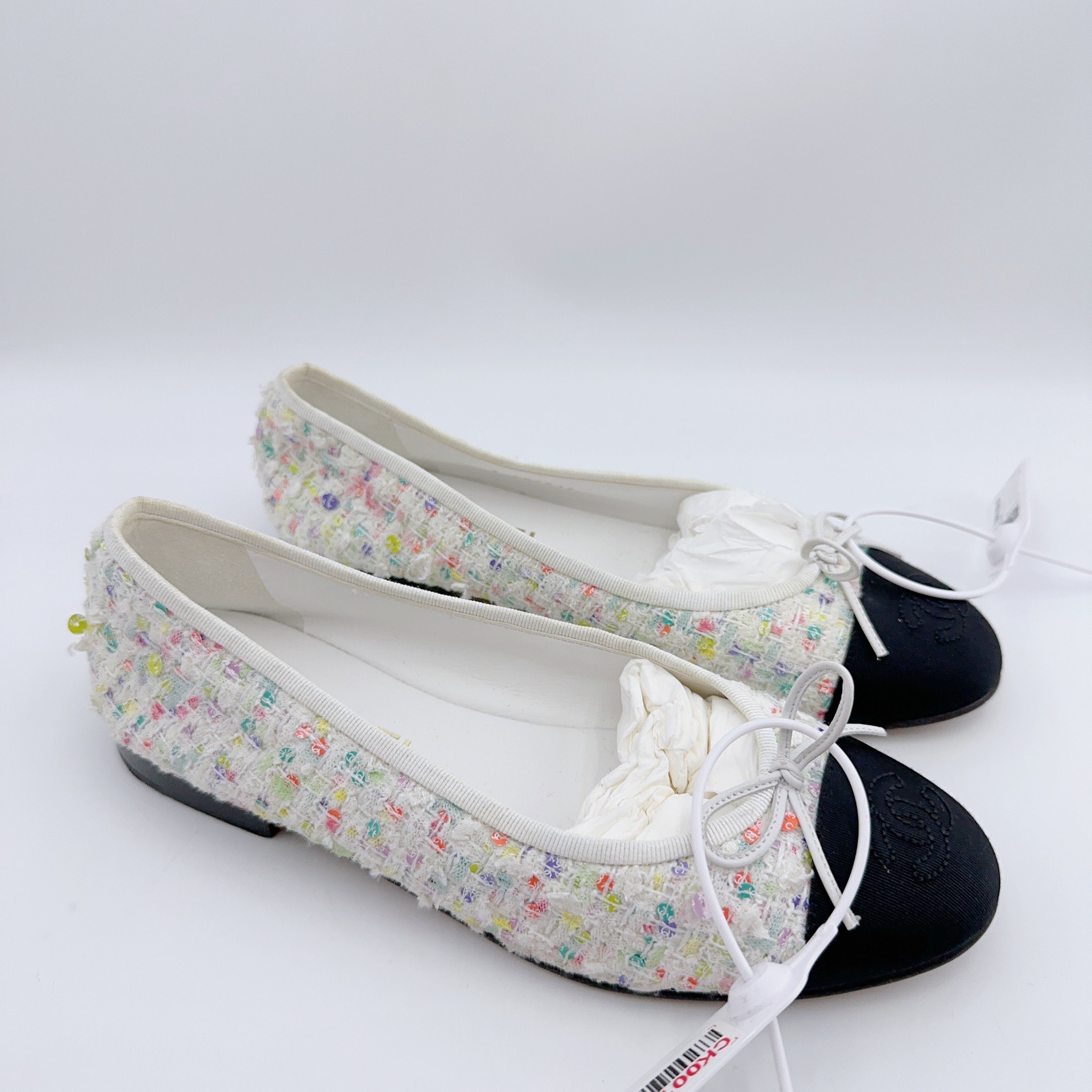 99新 Chanel/香奈儿 37.5码/23S粗花亮片芭蕾舞鞋/01788