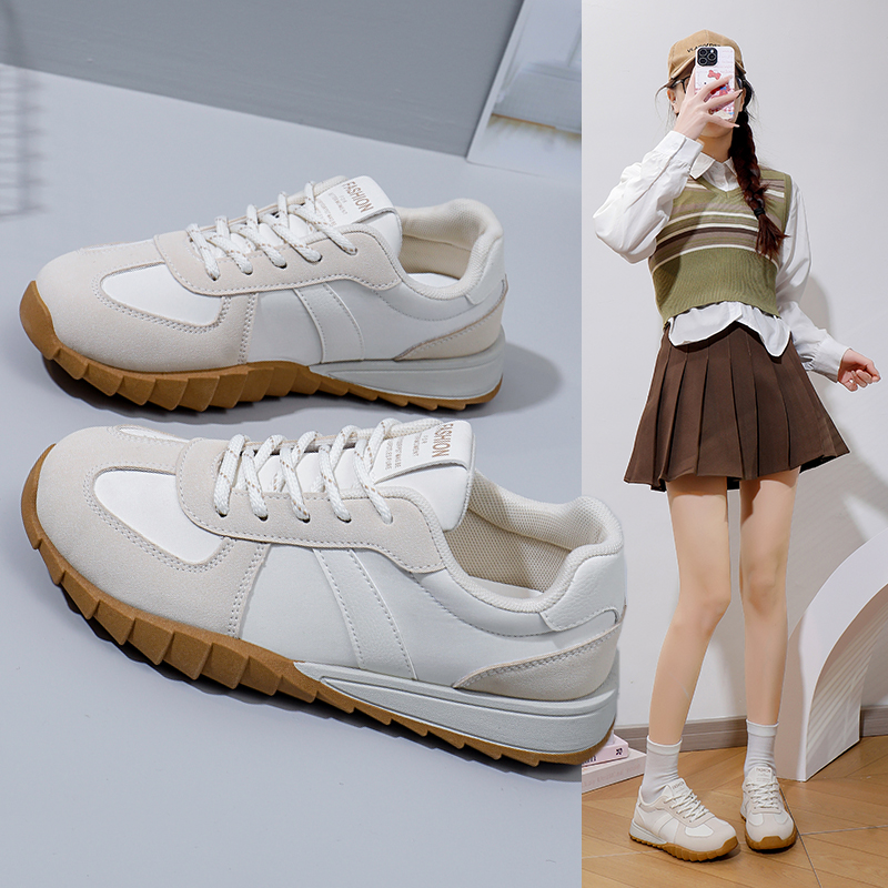 德训鞋女款鞋子2025新款超火百搭防滑运动鞋低帮厚底时尚休闲板鞋