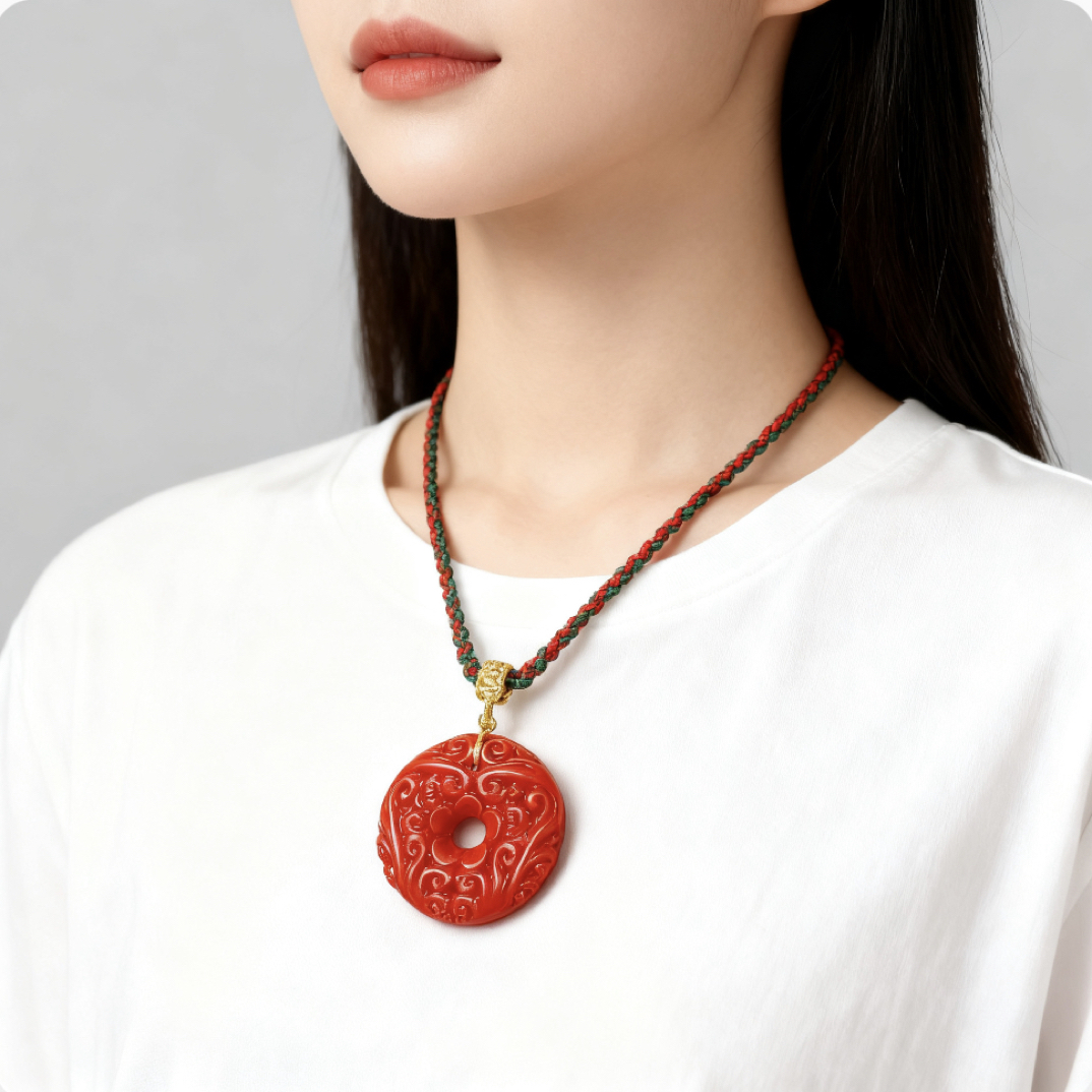 〖姚琛专属〗 深海正红雕花吊坠 A07-JC-2A