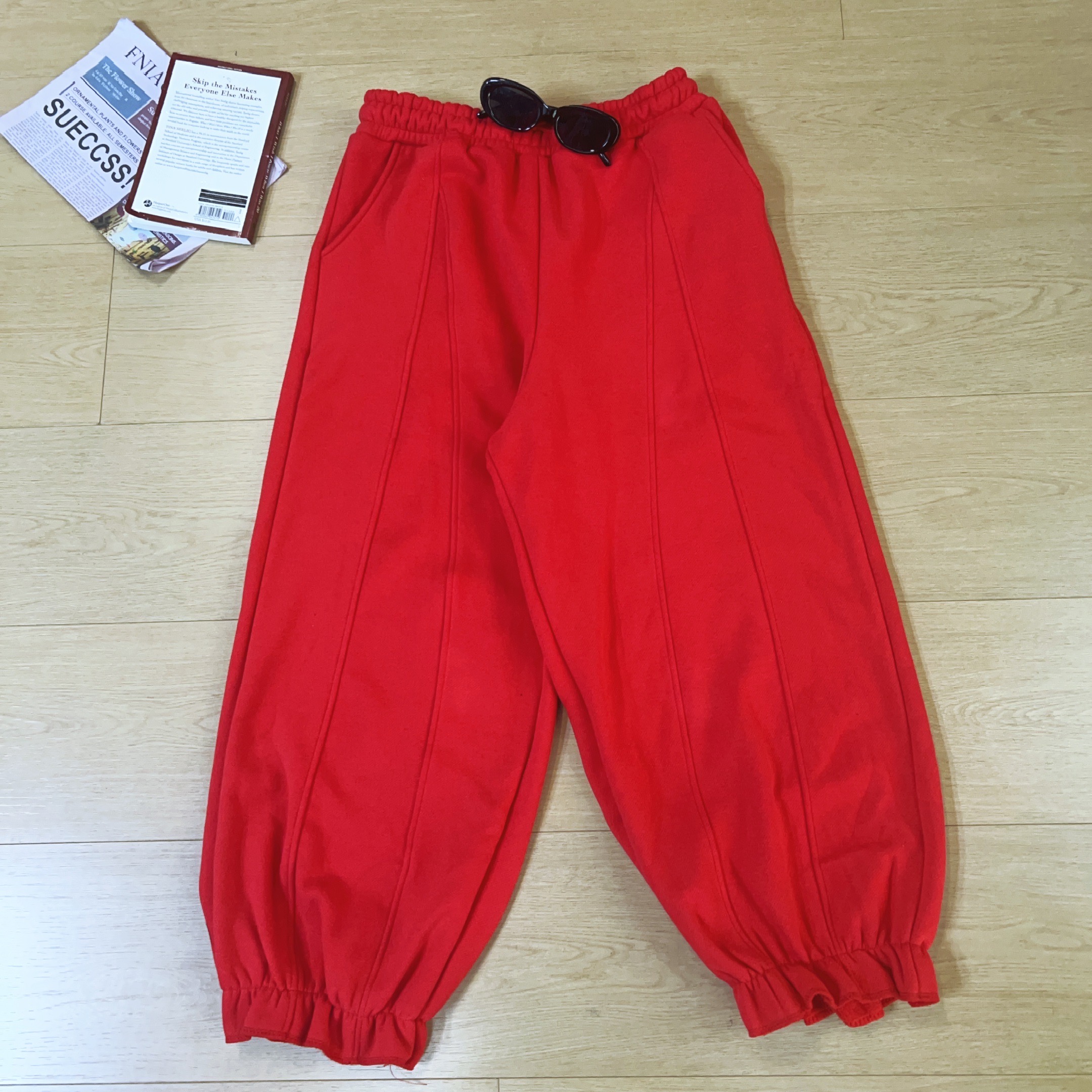 2025秋冬新款百搭休闲纯色宽松加绒加厚束脚裤1255