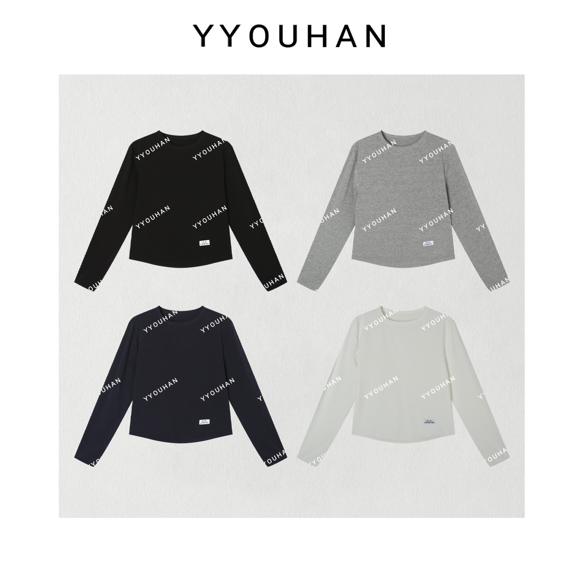 月月不吃鱼2025春款小众设计极简风笑脸贴标长袖上衣 2501C148