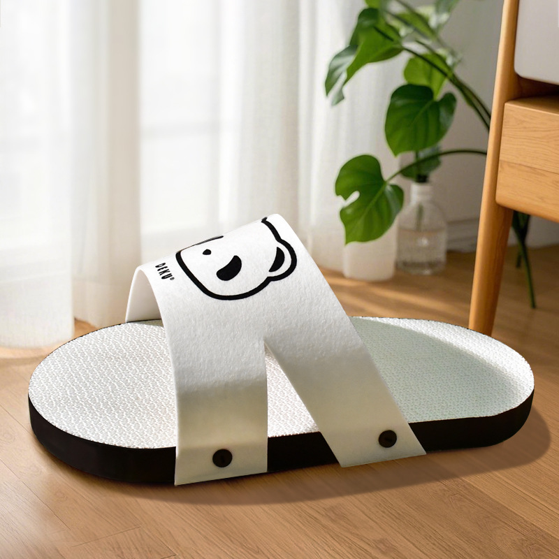 卡通熊猫可爱瓦楞纸猫抓板创意拖鞋透气猫咪磨爪玩具猫窝一体耐抓