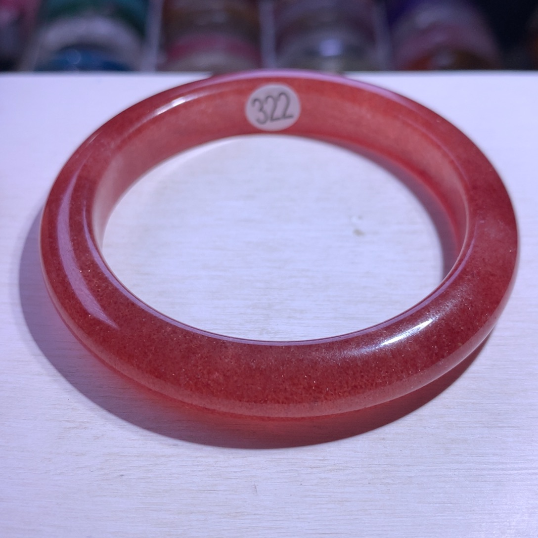 水晶银S925镶嵌手镯鸽血红草莓晶57.4圈322