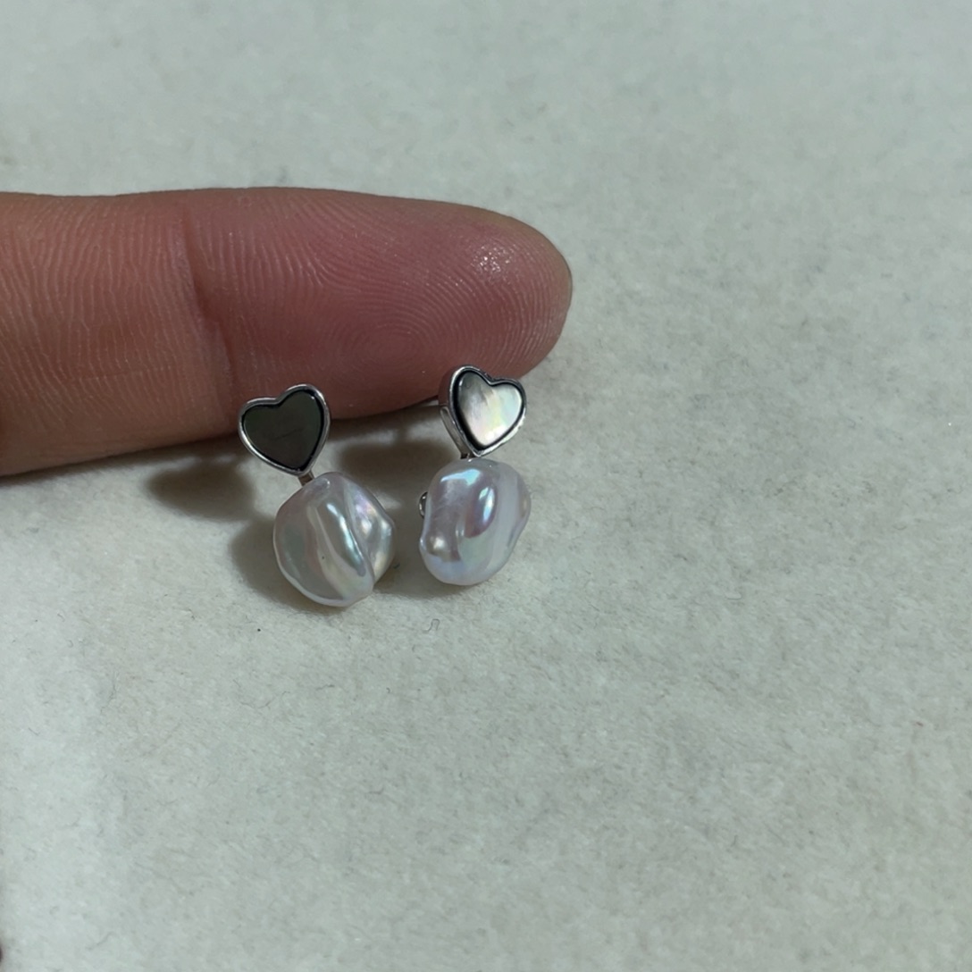 淡水珍珠耳饰银S925镶嵌