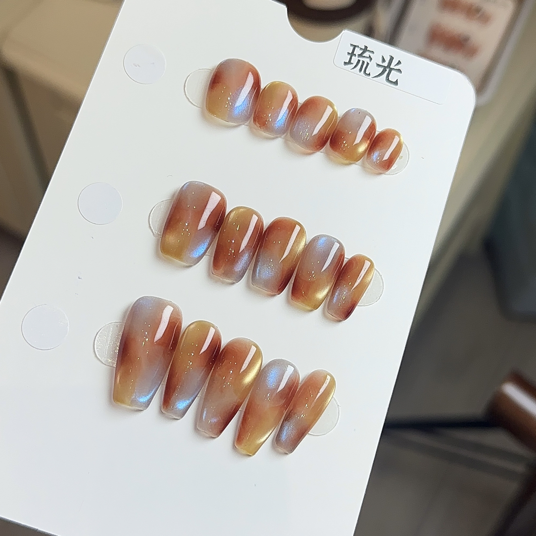 【琉光】新款短甲手工定制穿戴甲美甲成品美甲贴片10片