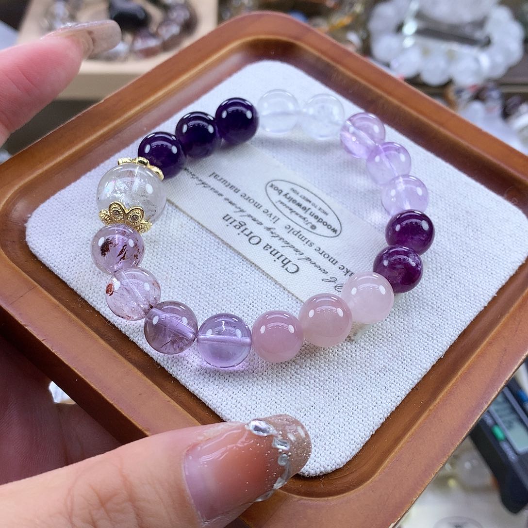 水晶手串未镶嵌紫幽灵