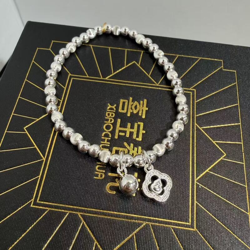 喜宝春花 葫芦四叶草两世欢足银999手链