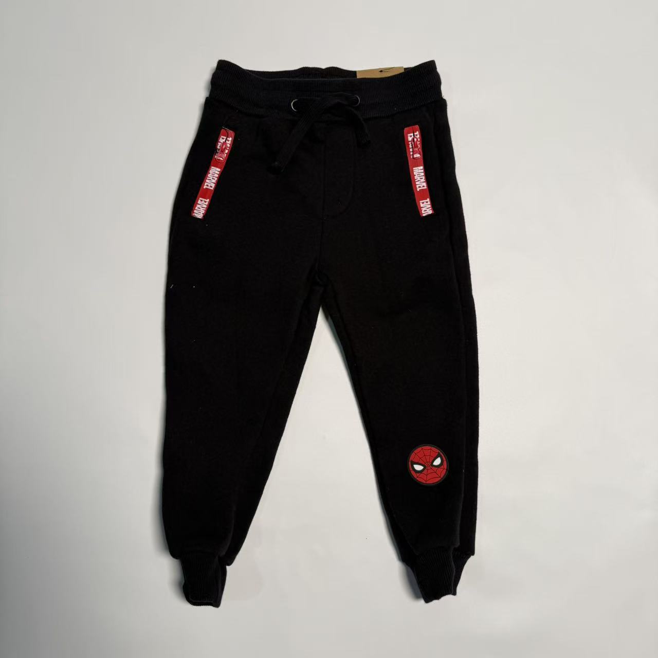 童装潮流风加厚蜘蛛侠刺绣保暖美式保暖束脚卫裤秋季长裤束口