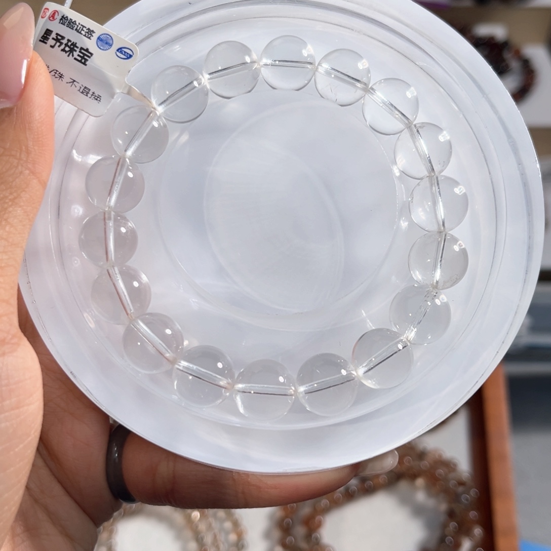 桑***晚未镶嵌手链水晶白水晶11m