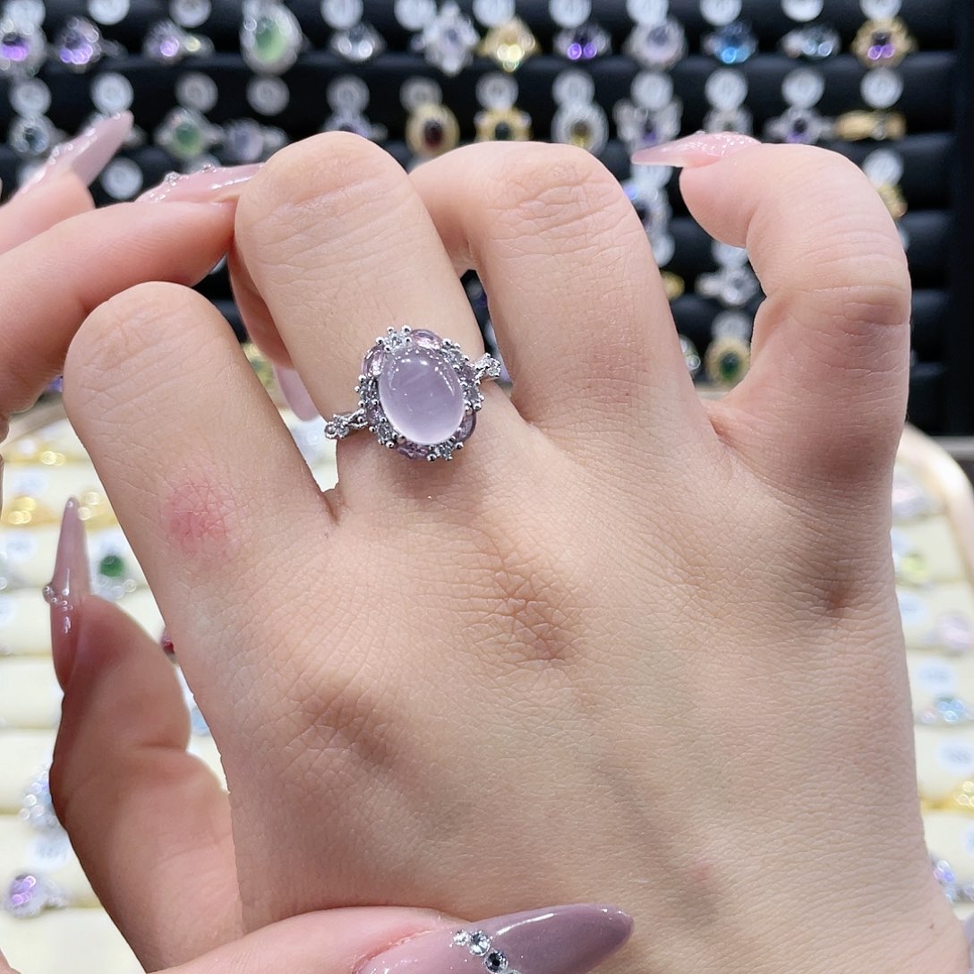 萤石戒指银S925镶嵌戒指