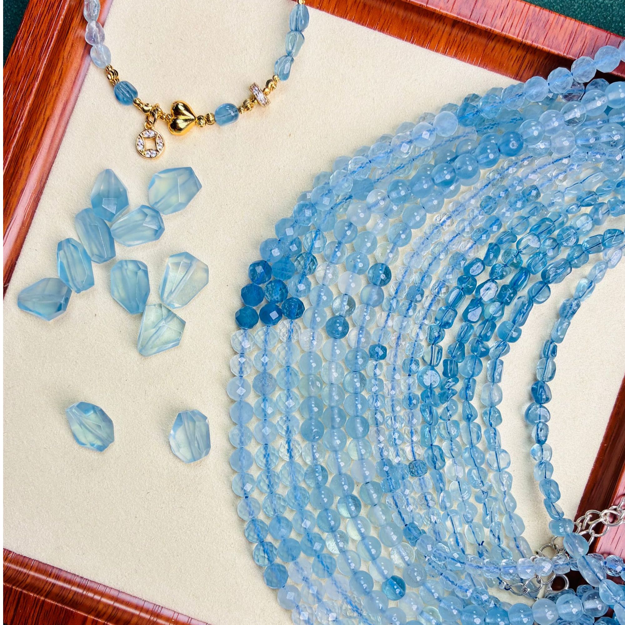 海蓝宝散珠diy501-520配件手链项链散珠