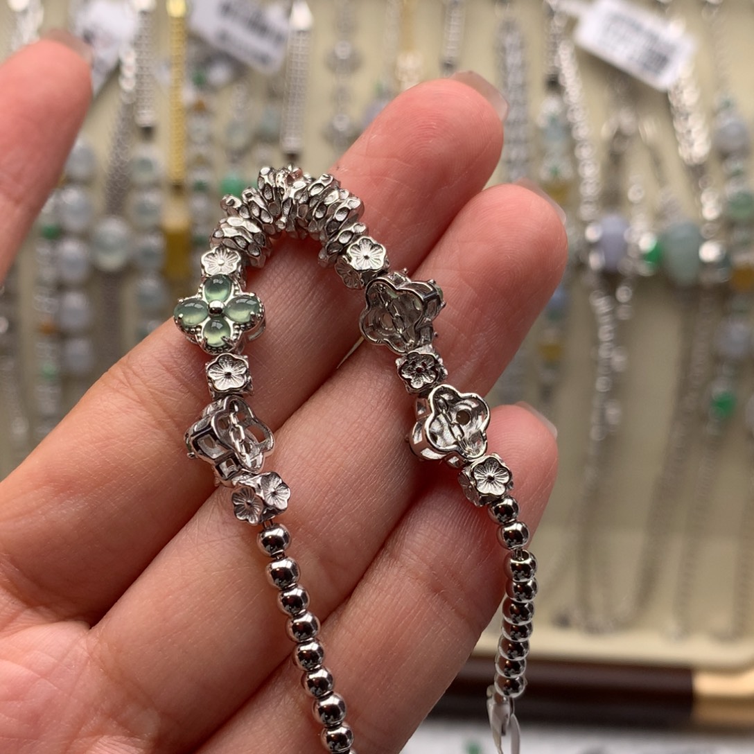 *****翡翠银S925镶嵌戒指手链