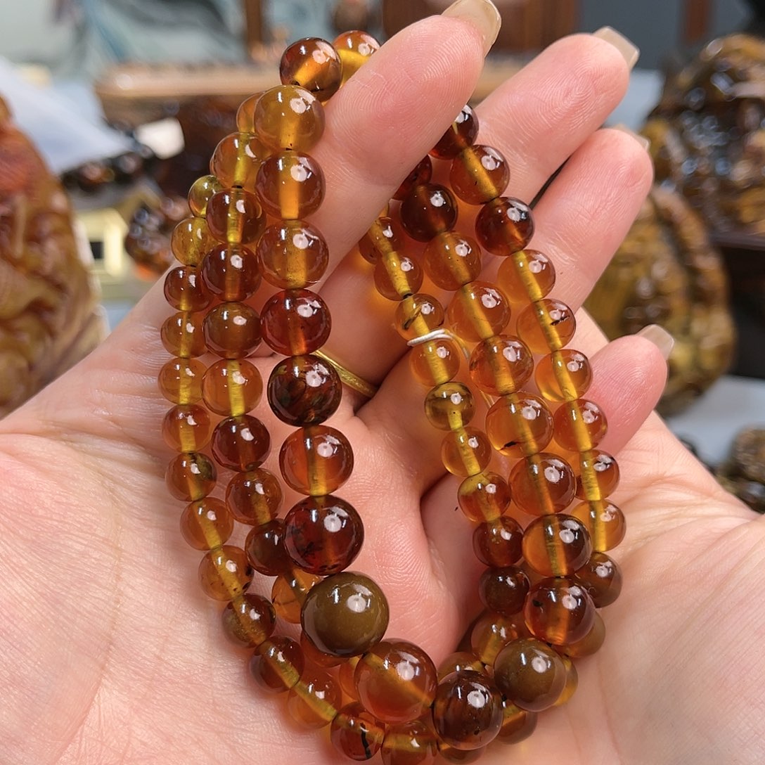 琥珀手链未镶嵌缅甸琥珀血珀项链7-12m