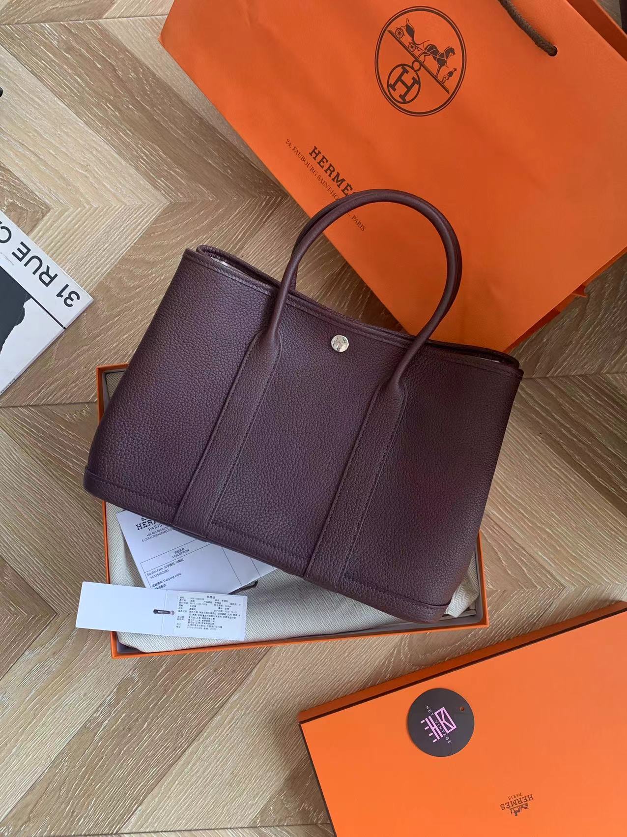 95新 Hermes/爱马仕 马鞍红花园30 银扣 Z刻  12841702