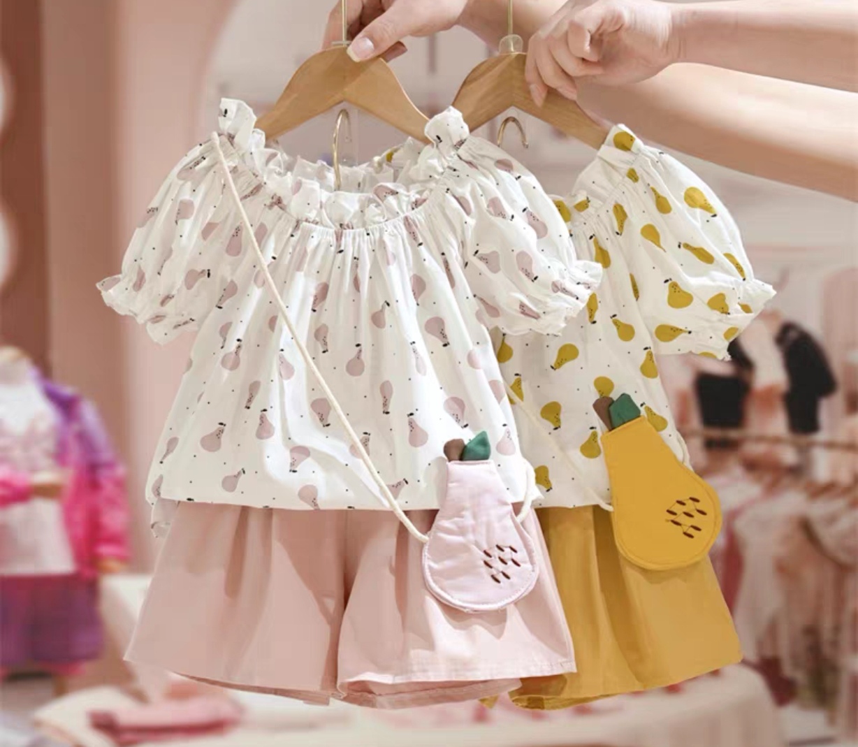 童装韩版水果蔬菜夏季套装裙子夏装宽松甜美女孩上衣