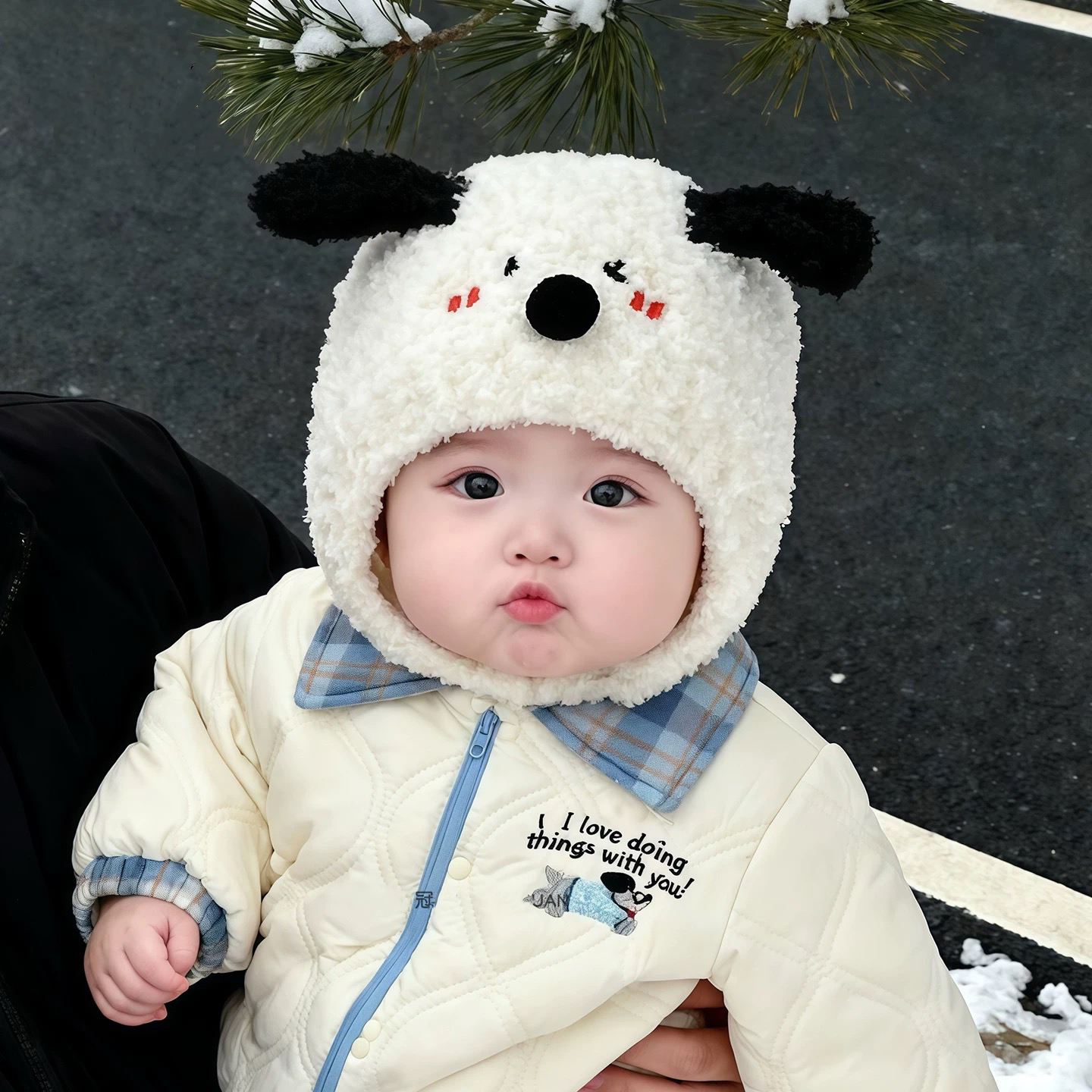 婴儿帽子秋冬季男女宝宝毛绒帽婴幼儿针织帽加厚保暖护耳帽套头帽
