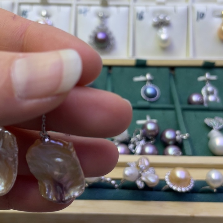 淡水珍珠耳饰银S925镶嵌