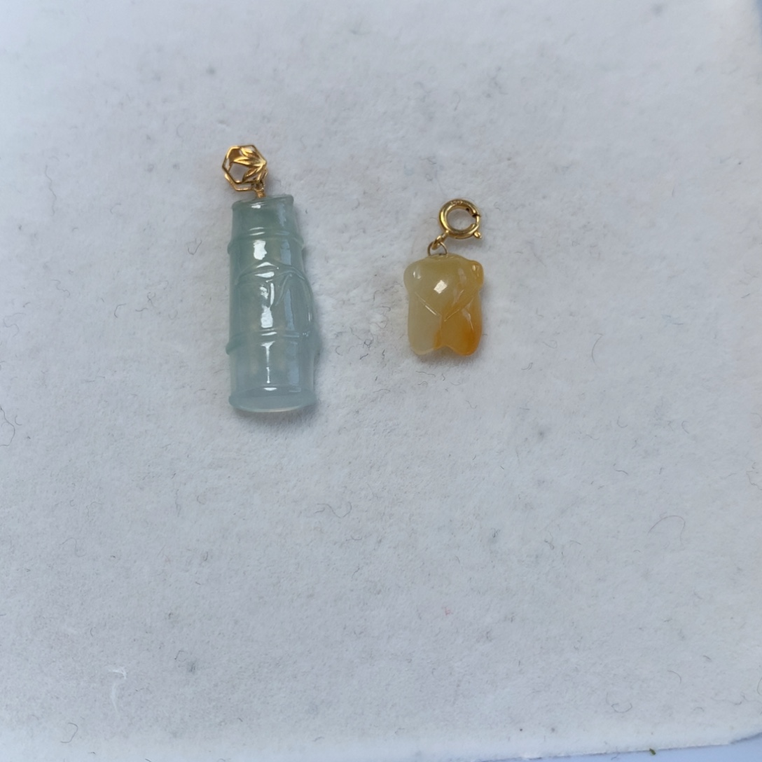 翡翠18K金镶嵌颈饰竹知