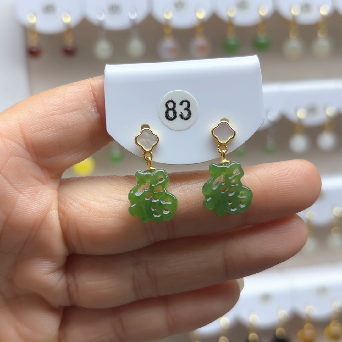 和田玉耳饰银S925镶嵌